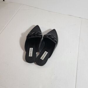 Steve Madden Fleur Pointed Toe Mules Sz 6.5M Womens Black Leather
